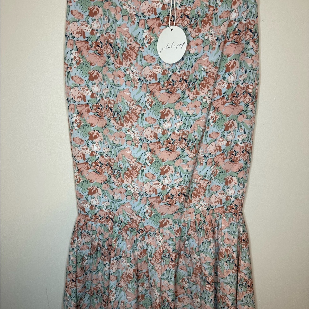 Petal & Pup Floral Midi Skirt in Pink and Green